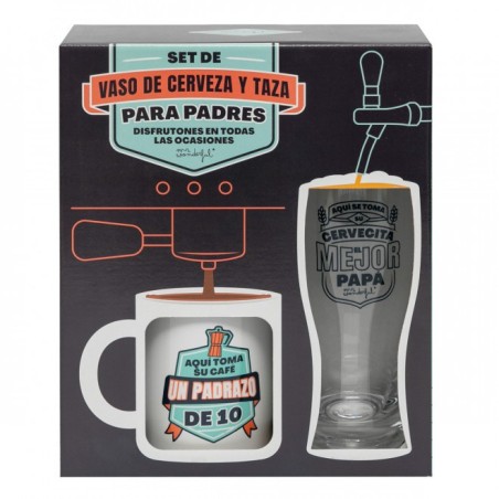 SET DE VASO DE CERVEZA Y TAZA PARA PADRES DISFRUTO