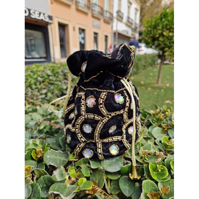 BOMBONERA TERCIOPELO ESMERALDA - NEGRO