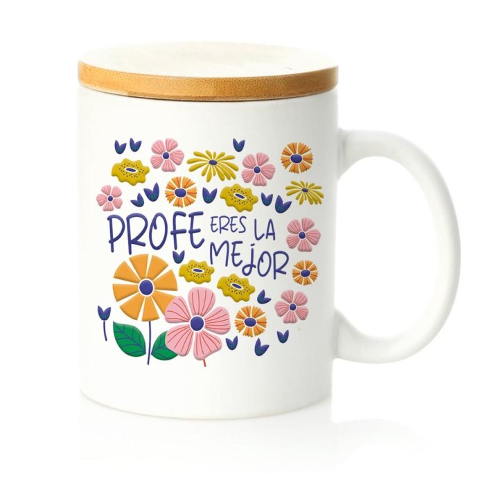 TAZA TAPA BAMBÚ - PROFE ERES LA MEJOR