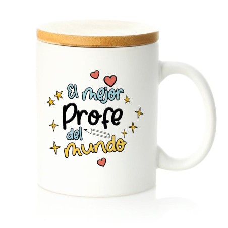 TAZA TAPA BAMBÚ EL MEJOR PROFE