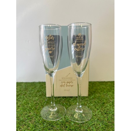 SET 2 COPAS DE CAVA QUE SE ENTERE EL MUNDO ENTERO