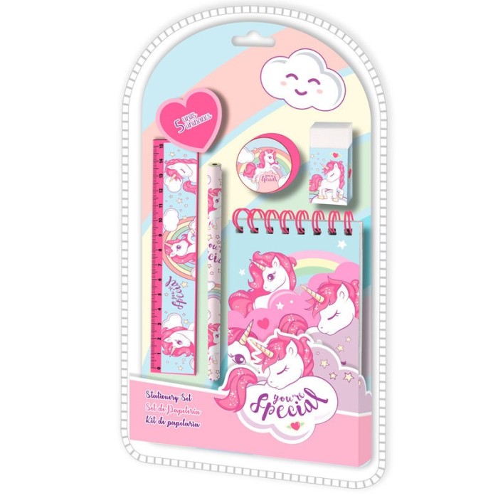 SET DE PAPELERÍA UNICORNIO